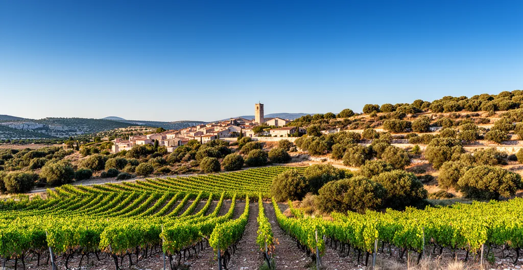 Vue panoramique des collines du Pic Saint-Loup avec vignobles